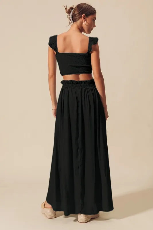 SO ME Smocked Top and Flowy Maxi Skirt Set-Sets-Trendsi-[option4]-[option5]-[option6]-[option7]-[option8]-Shop-Boutique-Clothing-for-Women-Online