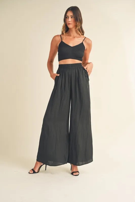 MABLE Smocked Bralette Crop Top and Wide Leg Pants Set-Trendsi-Black-S-[option4]-[option5]-[option6]-[option7]-[option8]-Shop-Boutique-Clothing-for-Women-Online
