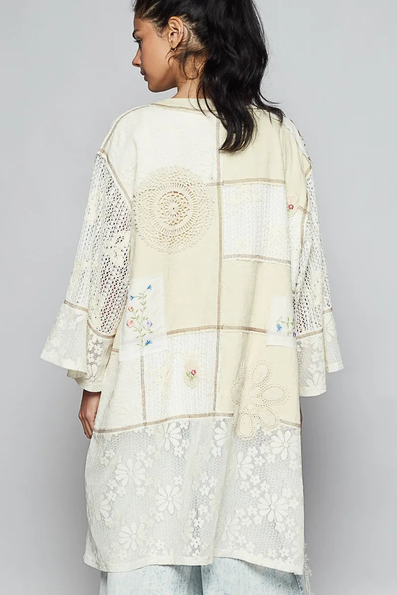 POL Double Gauze and Lace Mix Cardigan with Embroidered Detail-Cardigan-Trendsi-[option4]-[option5]-[option6]-[option7]-[option8]-Shop-Boutique-Clothing-for-Women-Online