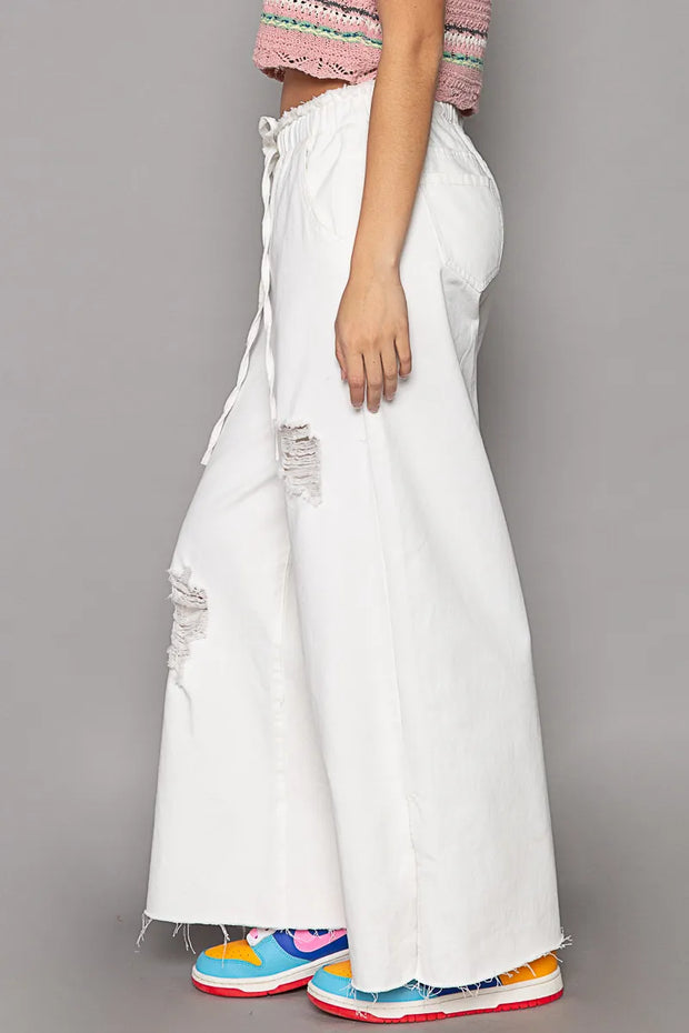 POL Distressed Drawstring Slit Wide leg Pants-Pants-Trendsi-[option4]-[option5]-[option6]-[option7]-[option8]-Shop-Boutique-Clothing-for-Women-Online