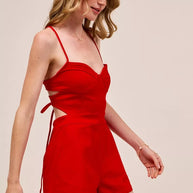SO ME Fitted Open Back Game Day Romper with Lace Up Deta-Jumpsuits & Rompers-Trendsi-[option4]-[option5]-[option6]-[option7]-[option8]-Shop-Boutique-Clothing-for-Women-Online