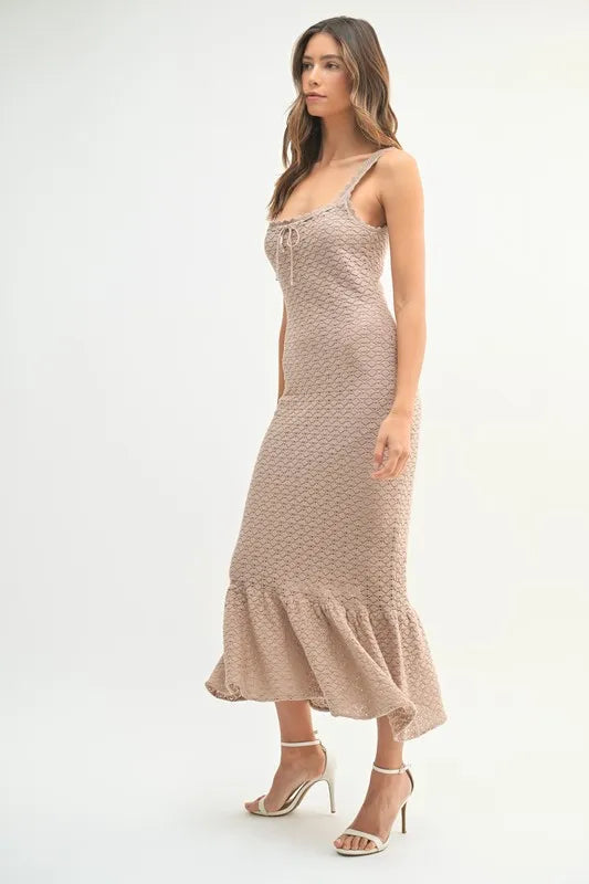 MABLE Ruffled Hem Sleeveless Crochet Knit Midi Dress-Dresses-Trendsi-[option4]-[option5]-[option6]-[option7]-[option8]-Shop-Boutique-Clothing-for-Women-Online
