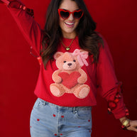 Red Heart Teddy Bear Tee / Long Sleeve-P&PD Wholesale-[option4]-[option5]-[option6]-[option7]-[option8]-Shop-Boutique-Clothing-for-Women-Online