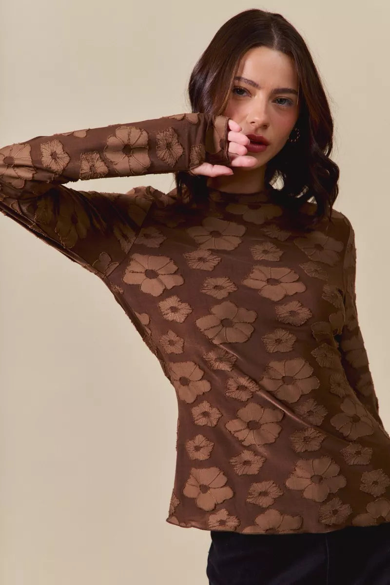 SO ME Stretched Jacquard Casual Tops with Thumb Opening-Blouses-Trendsi-[option4]-[option5]-[option6]-[option7]-[option8]-Shop-Boutique-Clothing-for-Women-Online