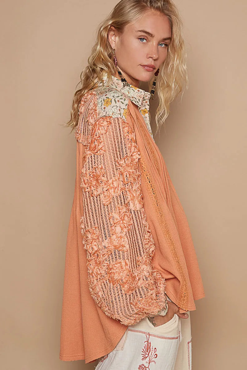 POL Floral Half Button Lace Detail Long Sleeve Top-Blouses-Trendsi-[option4]-[option5]-[option6]-[option7]-[option8]-Shop-Boutique-Clothing-for-Women-Online