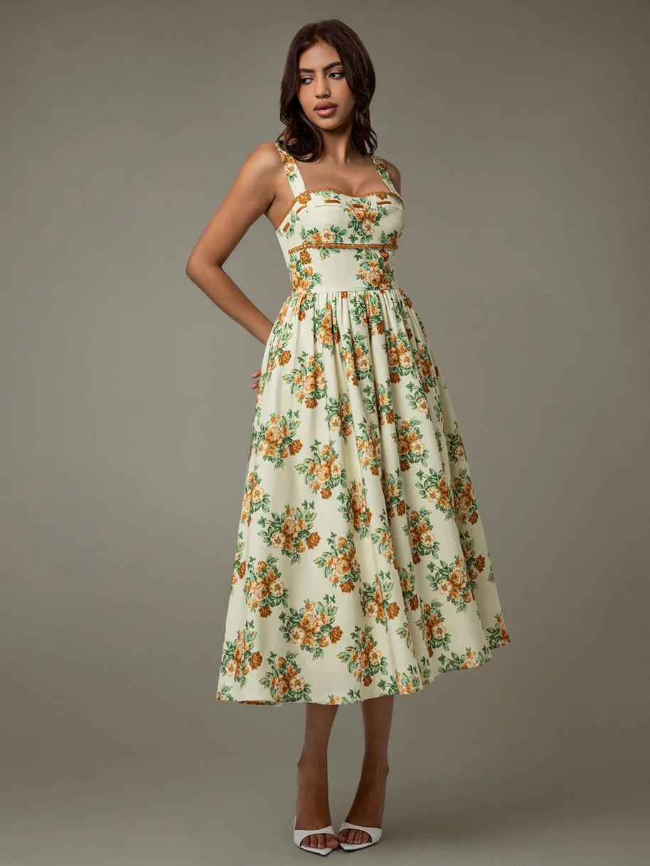 Lace Trim Floral Sleeveless Midi Dress-Dresses-Trendsi-[option4]-[option5]-[option6]-[option7]-[option8]-Shop-Boutique-Clothing-for-Women-Online