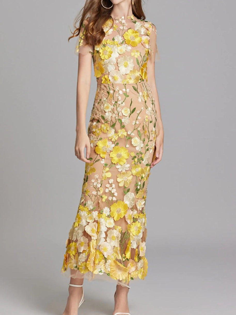 Floral Embroidered Mesh Overlay Maxi Dress-Dresses-Trendsi-[option4]-[option5]-[option6]-[option7]-[option8]-Shop-Boutique-Clothing-for-Women-Online