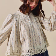 SO ME Floral Print Lace Button Down Shirt-Blouses-Trendsi-[option4]-[option5]-[option6]-[option7]-[option8]-Shop-Boutique-Clothing-for-Women-Online