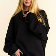 Davi & Dani Round Neck Raglan Sleeve Sweatshirt-Sweatshirts-Trendsi-Black-S-[option4]-[option5]-[option6]-[option7]-[option8]-Shop-Boutique-Clothing-for-Women-Online