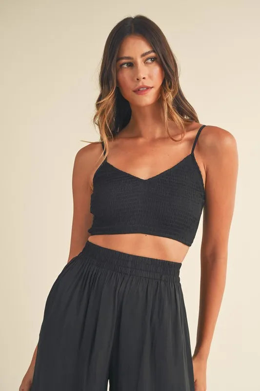 MABLE Smocked Bralette Crop Top and Wide Leg Pants Set-Trendsi-[option4]-[option5]-[option6]-[option7]-[option8]-Shop-Boutique-Clothing-for-Women-Online