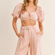 MABLE Cut Out Drawstring Crop Top and Belted Pants Set-sets-Trendsi-[option4]-[option5]-[option6]-[option7]-[option8]-Shop-Boutique-Clothing-for-Women-Online