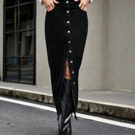 Button Front Denim Skirt-Skirts-Trendsi-[option4]-[option5]-[option6]-[option7]-[option8]-Shop-Boutique-Clothing-for-Women-Online