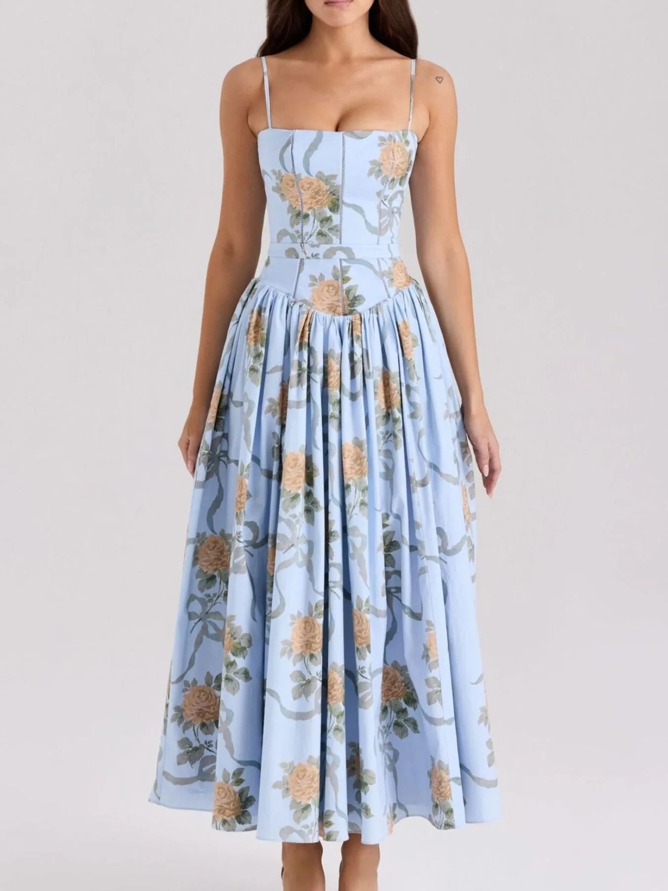 Floral Print Square Neck Cami Maxi Dress-Dresses-Trendsi-Blue Color-S-[option4]-[option5]-[option6]-[option7]-[option8]-Shop-Boutique-Clothing-for-Women-Online