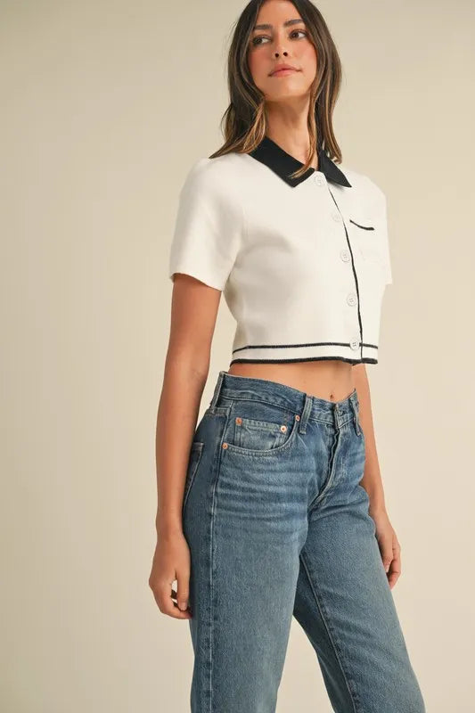 MABLE Button Down Contrast Collared Knit Cardigan-Crop Tops-Trendsi-[option4]-[option5]-[option6]-[option7]-[option8]-Shop-Boutique-Clothing-for-Women-Online