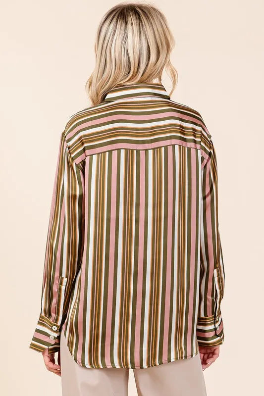 Mittoshop Striped Button Down Satin Shirt-Blouses-Trendsi-[option4]-[option5]-[option6]-[option7]-[option8]-Shop-Boutique-Clothing-for-Women-Online