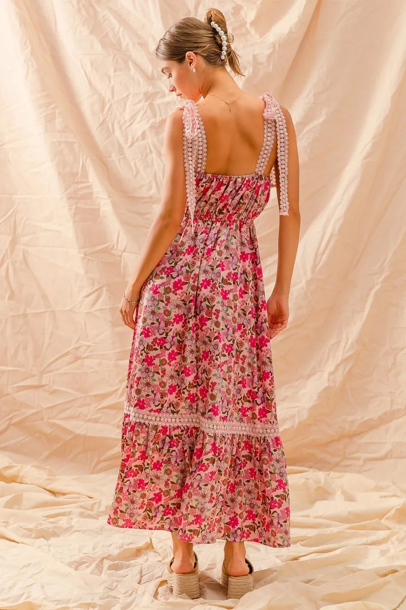 SO ME Floral Maxi Dress With Ribbon Tie Lace Strap-Dresses-Trendsi-[option4]-[option5]-[option6]-[option7]-[option8]-Shop-Boutique-Clothing-for-Women-Online