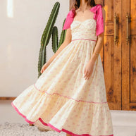 SO ME Ribbon Flowy Maxi Dress with Contrast Trim-Dresses-Trendsi-CREAM/PINK-S-[option4]-[option5]-[option6]-[option7]-[option8]-Shop-Boutique-Clothing-for-Women-Online