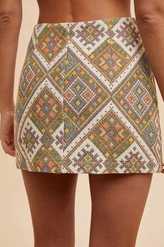 Annie Wear Ethic Woven Jacquard Wrap Mini Skirt-Skirts-Trendsi-[option4]-[option5]-[option6]-[option7]-[option8]-Shop-Boutique-Clothing-for-Women-Online