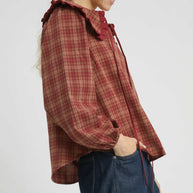 Umgee Full Size Plaid Ruffle Collar Blouse-Blouses-Trendsi-[option4]-[option5]-[option6]-[option7]-[option8]-Shop-Boutique-Clothing-for-Women-Online
