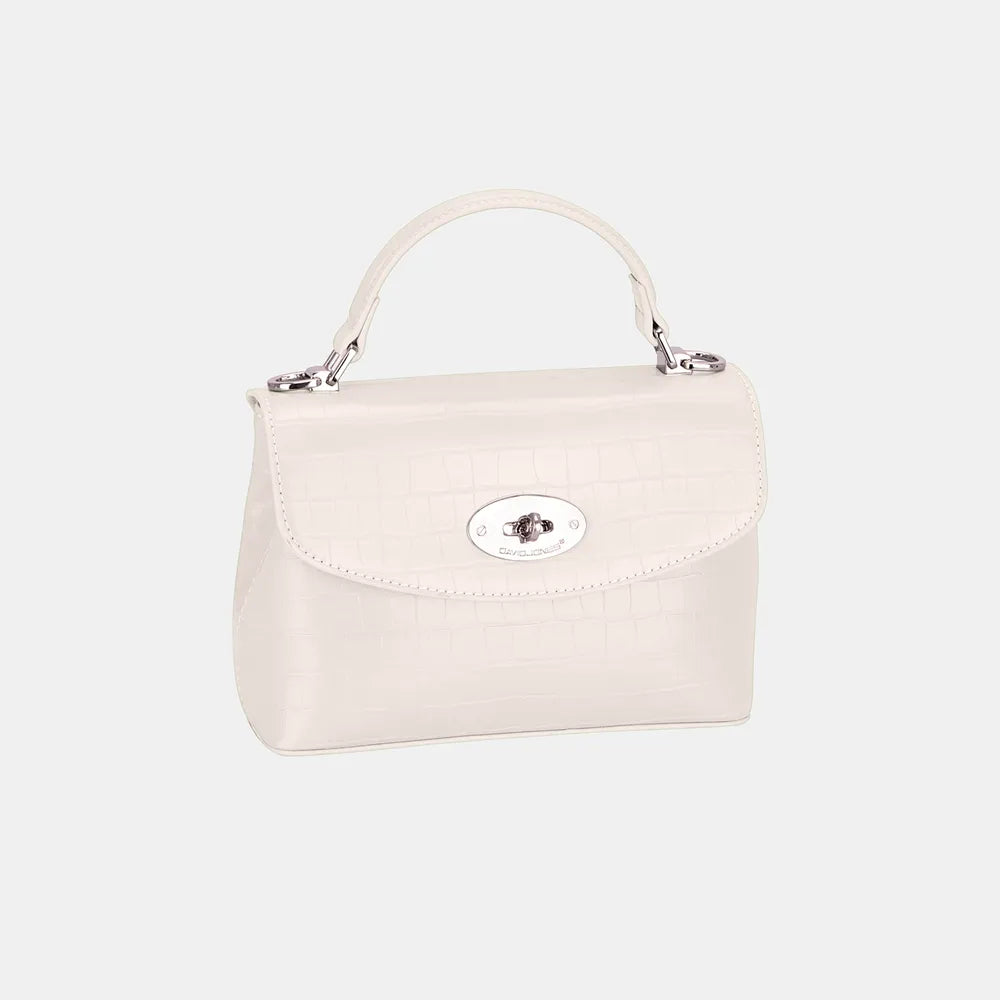 David Jones Texture PU Leather Handbag-Bags-Trendsi-Creamy White-One Size-[option4]-[option5]-[option6]-[option7]-[option8]-Shop-Boutique-Clothing-for-Women-Online
