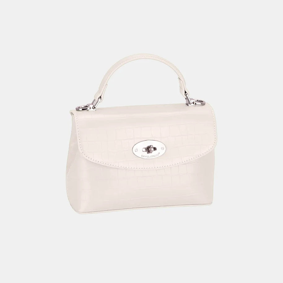 David Jones Texture PU Leather Handbag-Bags-Trendsi-Creamy White-One Size-[option4]-[option5]-[option6]-[option7]-[option8]-Shop-Boutique-Clothing-for-Women-Online