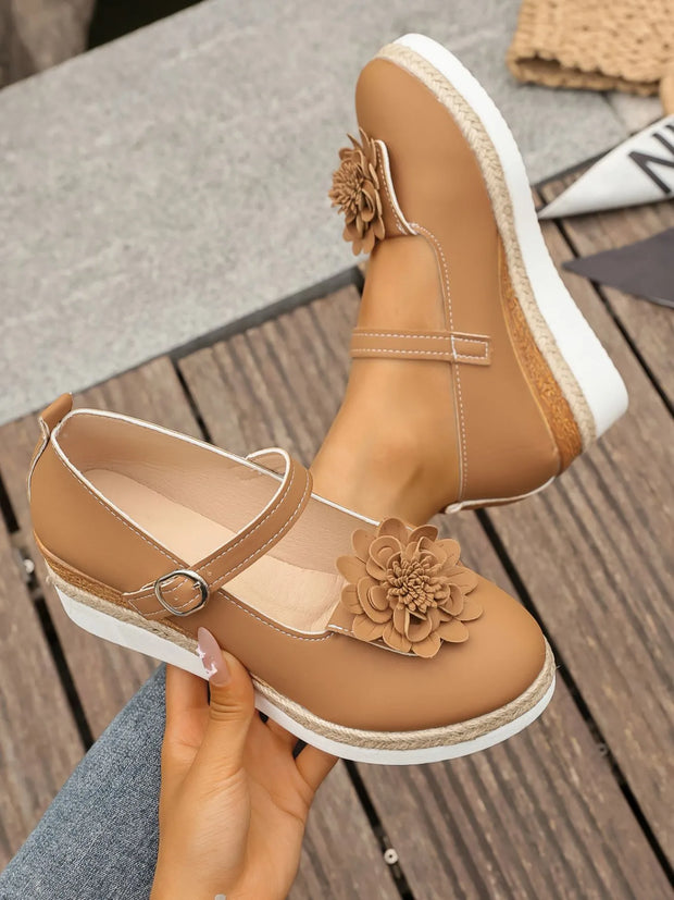 Flower Embellished Mary Jane Loafers-loafers-Trendsi-Dark Brown-36-[option4]-[option5]-[option6]-[option7]-[option8]-Shop-Boutique-Clothing-for-Women-Online