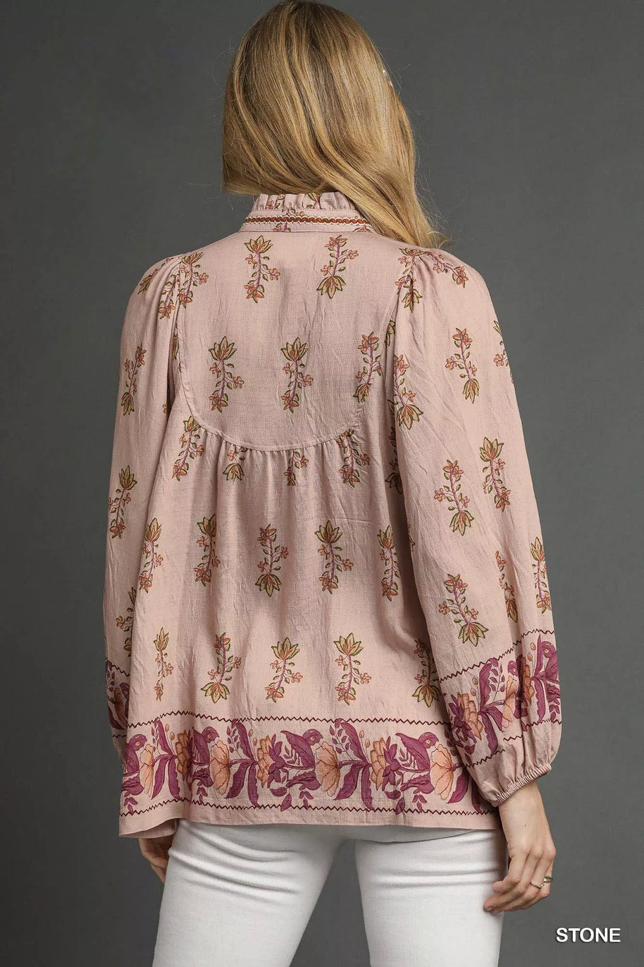 Umgee Floral Boho Peasant Blouse-Blouses-Trendsi-[option4]-[option5]-[option6]-[option7]-[option8]-Shop-Boutique-Clothing-for-Women-Online