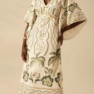 Palm Print V-Neck Midi Dress-Dresses-Trendsi-Beige-XS-[option4]-[option5]-[option6]-[option7]-[option8]-Shop-Boutique-Clothing-for-Women-Online