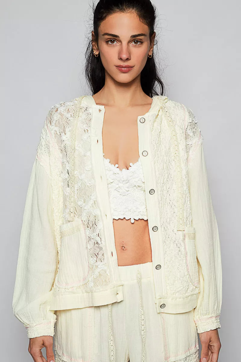 POL Exposed Seam Button Down Hooded Jacket with Lace Detail-Jacket-Trendsi-NATURAL-S-[option4]-[option5]-[option6]-[option7]-[option8]-Shop-Boutique-Clothing-for-Women-Online