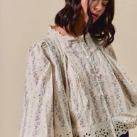 SO ME Floral Print Lace Button Down Shirt-Blouses-Trendsi-[option4]-[option5]-[option6]-[option7]-[option8]-Shop-Boutique-Clothing-for-Women-Online
