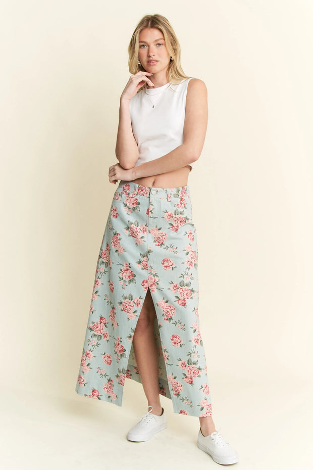Jade By Jane Full Size Floral Print Front Slit Denim Maxi Skirt Plus Size-Skirts-Trendsi-L.DENIM-S-[option4]-[option5]-[option6]-[option7]-[option8]-Shop-Boutique-Clothing-for-Women-Online