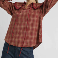 Umgee Full Size Plaid Ruffle Collar Blouse-Blouses-Trendsi-Rust-S-[option4]-[option5]-[option6]-[option7]-[option8]-Shop-Boutique-Clothing-for-Women-Online