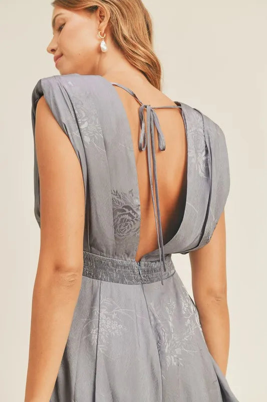 MABLE Draped Romper with Pleated Shoulder Pad Detail-Jumpsuits & Rompers-Trendsi-[option4]-[option5]-[option6]-[option7]-[option8]-Shop-Boutique-Clothing-for-Women-Online