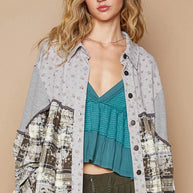 POL Balloon Sleeve Floral Color Block Plaid Shirt-Shirts-Trendsi-[option4]-[option5]-[option6]-[option7]-[option8]-Shop-Boutique-Clothing-for-Women-Online