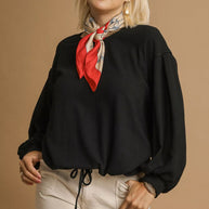Umgee Full Size Linen Long Sleeve Top with Drawstring-Blouses-Trendsi-[option4]-[option5]-[option6]-[option7]-[option8]-Shop-Boutique-Clothing-for-Women-Online