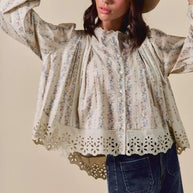 SO ME Floral Print Lace Button Down Shirt-Blouses-Trendsi-[option4]-[option5]-[option6]-[option7]-[option8]-Shop-Boutique-Clothing-for-Women-Online