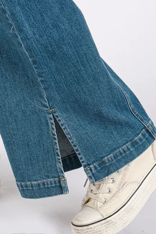 Mittoshop Medium Wash Seam Detail Wide Leg Denim Jeans-Jeans-Trendsi-[option4]-[option5]-[option6]-[option7]-[option8]-Shop-Boutique-Clothing-for-Women-Online