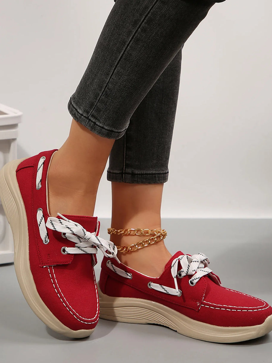 Lace Up Round Toe Sneakers-Sneakers-Trendsi-Red-36-[option4]-[option5]-[option6]-[option7]-[option8]-Shop-Boutique-Clothing-for-Women-Online