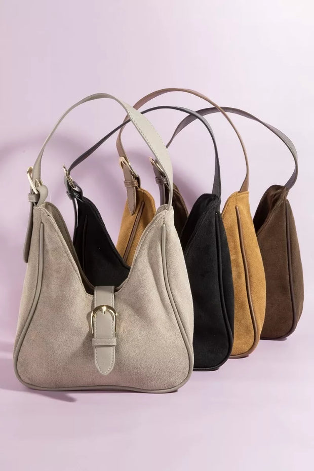 Fame Buckle Accent Faux Suede Hand Bag-handbag-Trendsi-[option4]-[option5]-[option6]-[option7]-[option8]-Shop-Boutique-Clothing-for-Women-Online