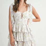 MABLE Floral Print Shoulder Tie Layered Mini Dress-Dresses-Trendsi-[option4]-[option5]-[option6]-[option7]-[option8]-Shop-Boutique-Clothing-for-Women-Online