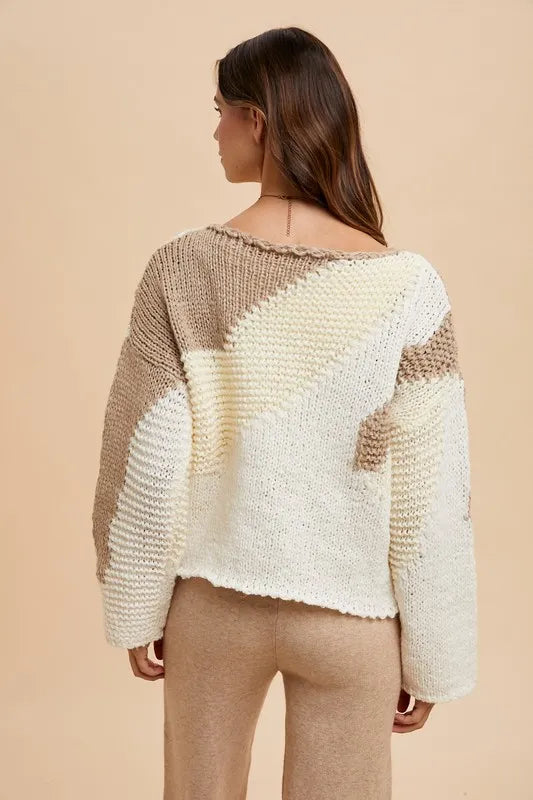 Annie Wear Color Block Drop Shoulder Sweater-Sweaters-Trendsi-[option4]-[option5]-[option6]-[option7]-[option8]-Shop-Boutique-Clothing-for-Women-Online