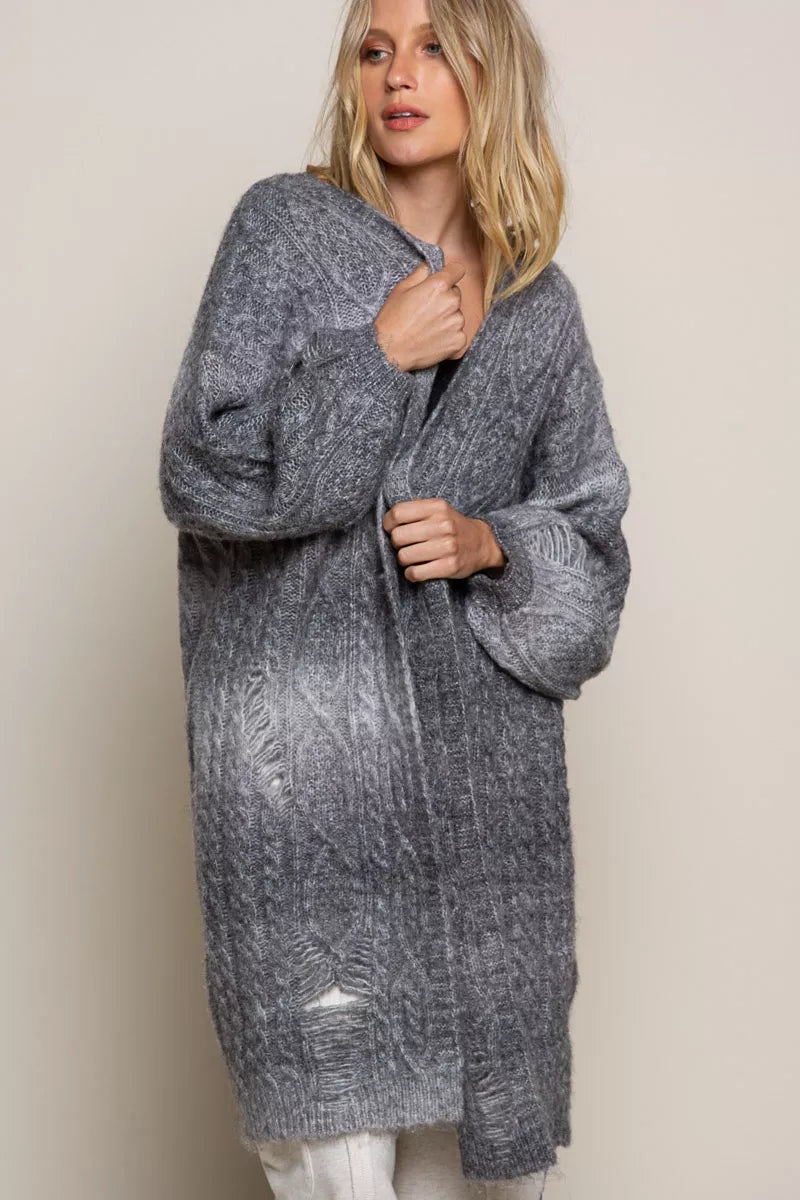 POL Distressed Cable-Knit Ombre Dying Cardigan-cardigan-Trendsi-COOKIES AND CREAM-S-[option4]-[option5]-[option6]-[option7]-[option8]-Shop-Boutique-Clothing-for-Women-Online