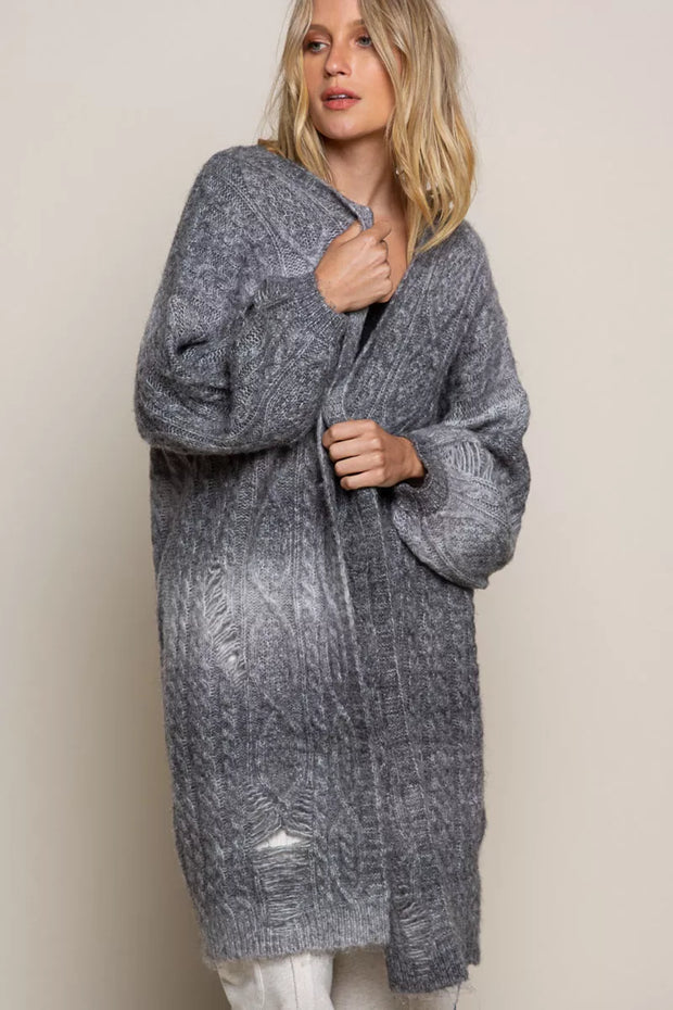 POL Distressed Cable-Knit Ombre Dying Cardigan-cardigan-Trendsi-COOKIES AND CREAM-S-[option4]-[option5]-[option6]-[option7]-[option8]-Shop-Boutique-Clothing-for-Women-Online