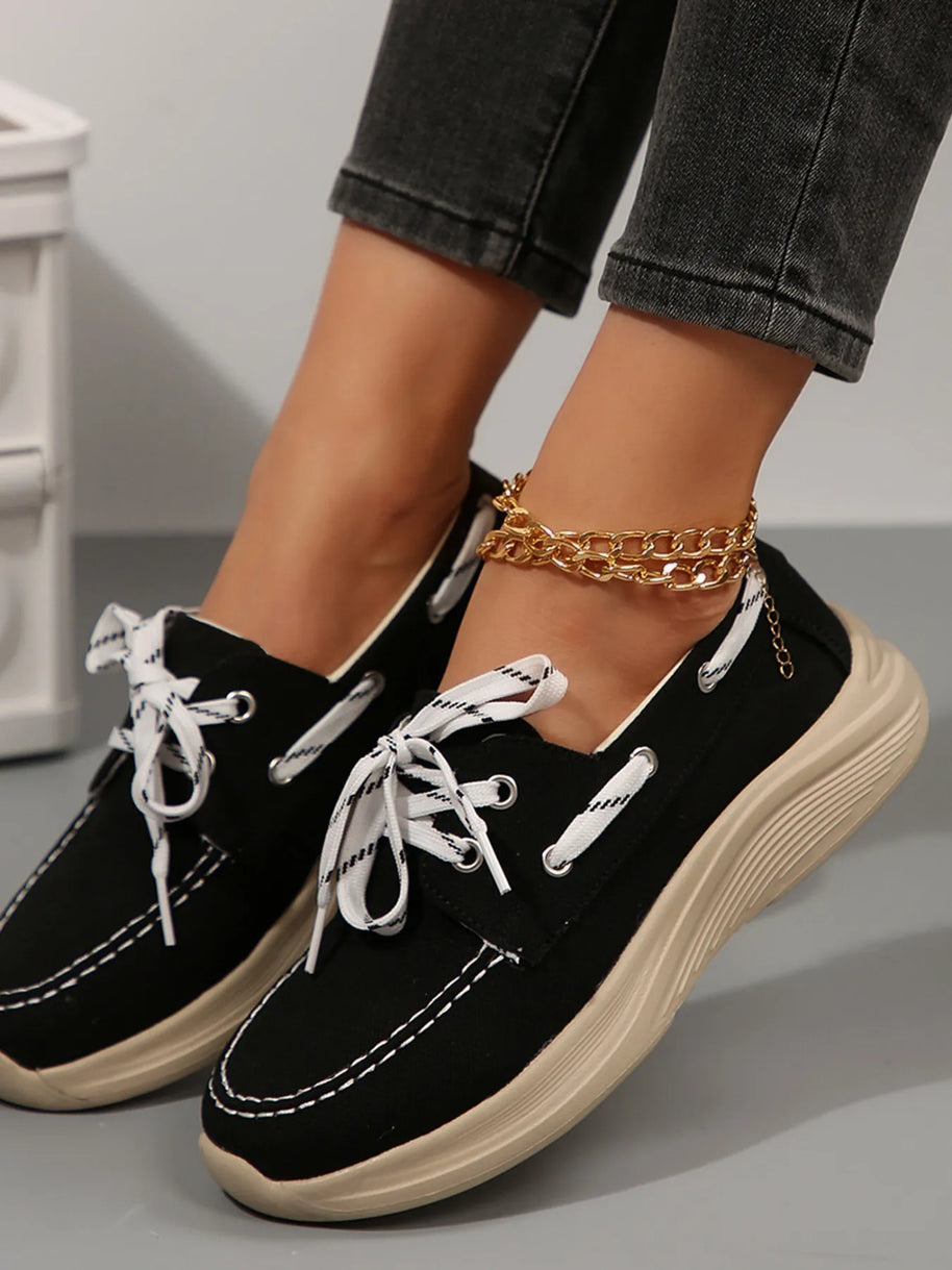 Lace Up Round Toe Sneakers-Sneakers-Trendsi-Black-36-[option4]-[option5]-[option6]-[option7]-[option8]-Shop-Boutique-Clothing-for-Women-Online
