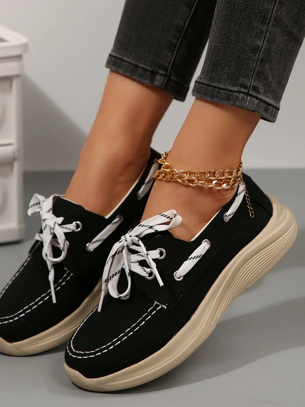 Lace Up Round Toe Sneakers-Sneakers-Trendsi-Black-36-[option4]-[option5]-[option6]-[option7]-[option8]-Shop-Boutique-Clothing-for-Women-Online