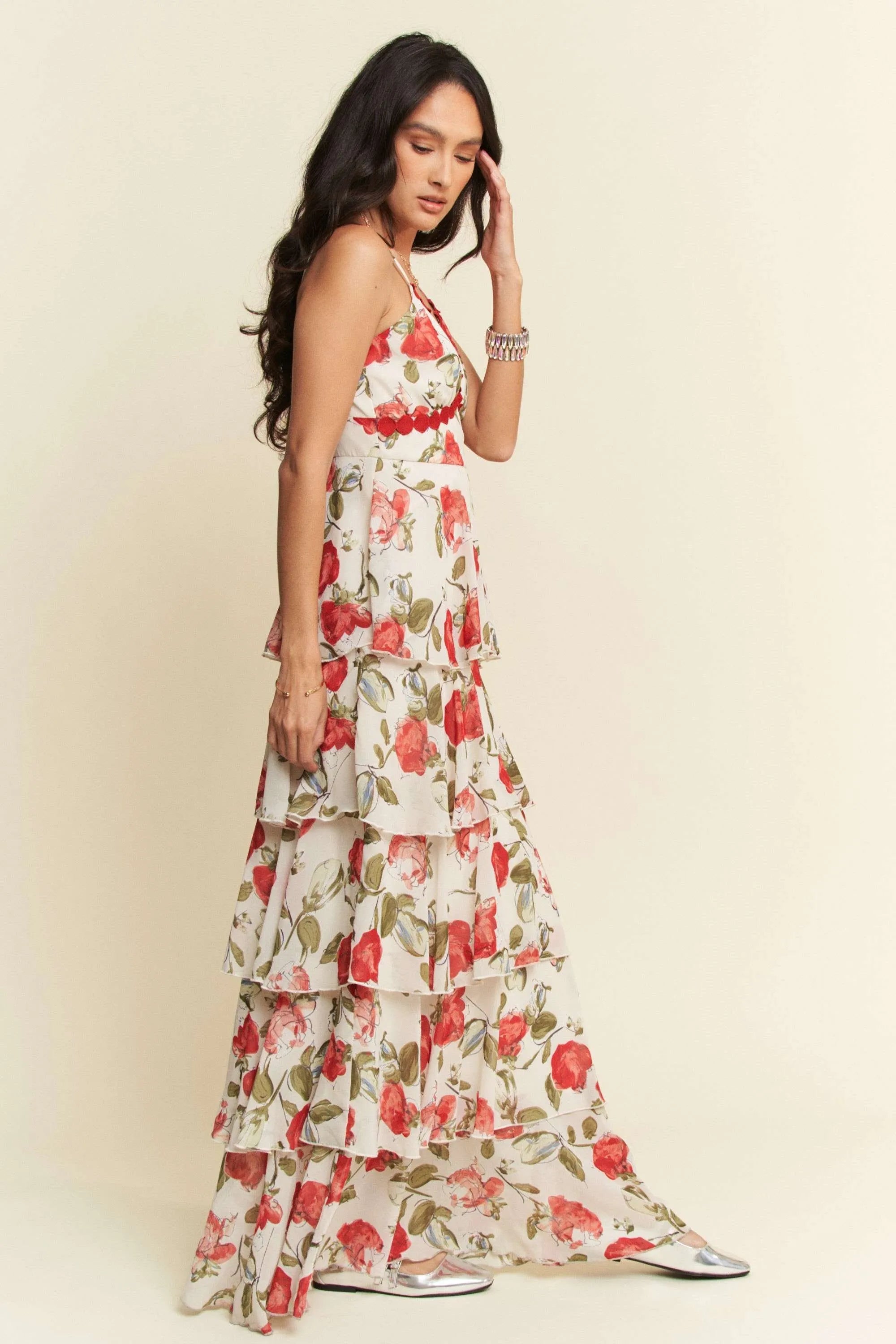 Davi & Dani Contrast Ring Lace Layered Ruffle Maxi Cami Dress-Dresses-Trendsi-[option4]-[option5]-[option6]-[option7]-[option8]-Shop-Boutique-Clothing-for-Women-Online