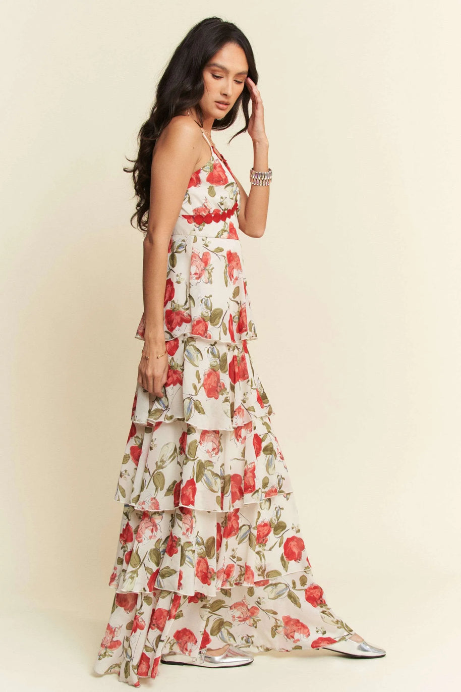 Davi & Dani Contrast Ring Lace Layered Ruffle Maxi Cami Dress-Dresses-Trendsi-[option4]-[option5]-[option6]-[option7]-[option8]-Shop-Boutique-Clothing-for-Women-Online