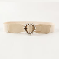 Pearl Heart Buckle Elastic Belt-Belts-Trendsi-Ivory-One Size-[option4]-[option5]-[option6]-[option7]-[option8]-Shop-Boutique-Clothing-for-Women-Online