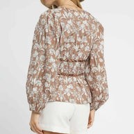 Umgee Floral Smocked Peplum Blouse with Tie Detail-Blouses-Trendsi-[option4]-[option5]-[option6]-[option7]-[option8]-Shop-Boutique-Clothing-for-Women-Online