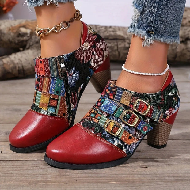 Vintage Bohemian Patchwork Ankle Boots-Trendsi-Red-36-[option4]-[option5]-[option6]-[option7]-[option8]-Shop-Boutique-Clothing-for-Women-Online